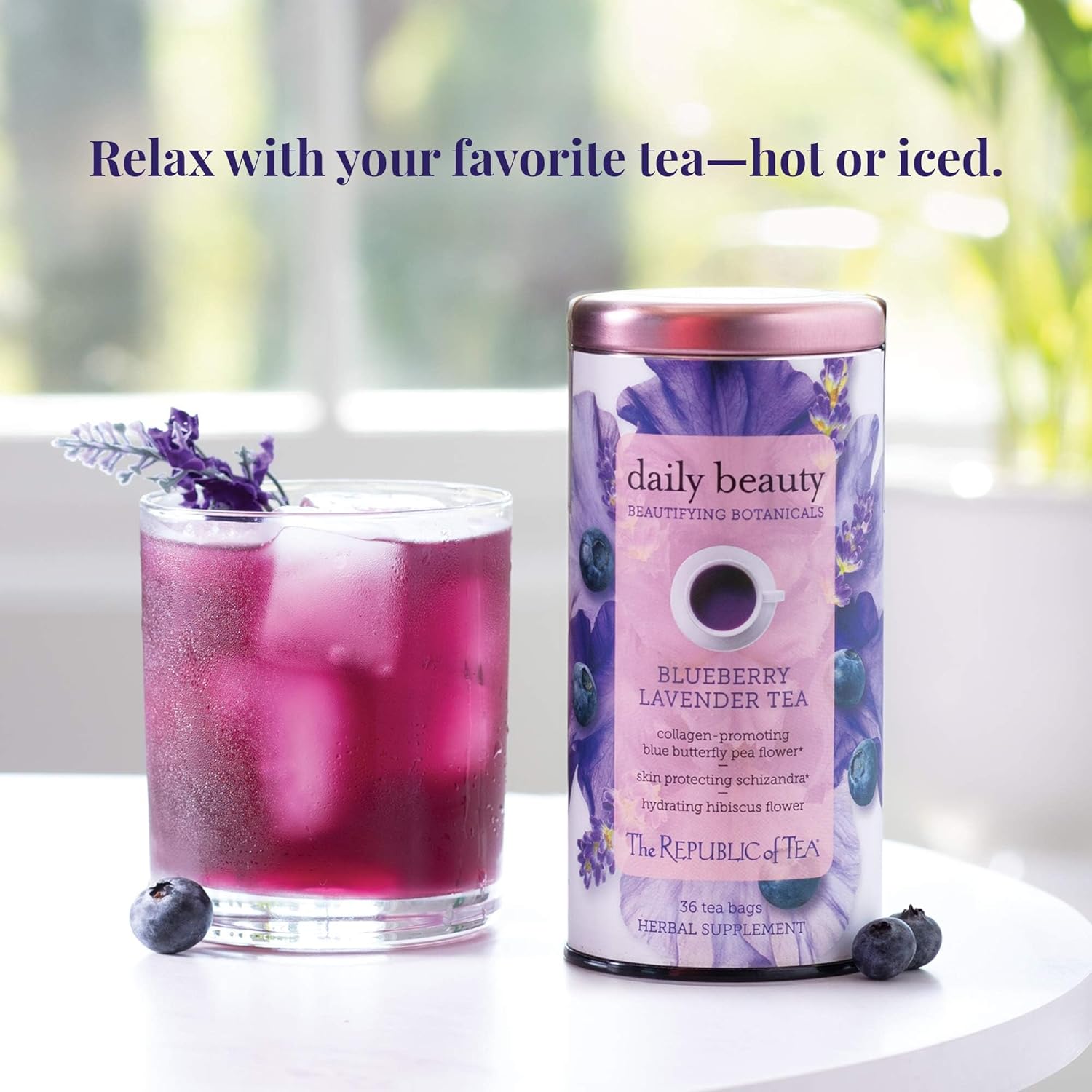 The republic of tea beautifying botanicals daily beauty herbal tea, 36 ct | Caffeine free. Suitable for day or evening sipping. Bright and tart with notes of soft florals. Gluten free and kosher. - view 4