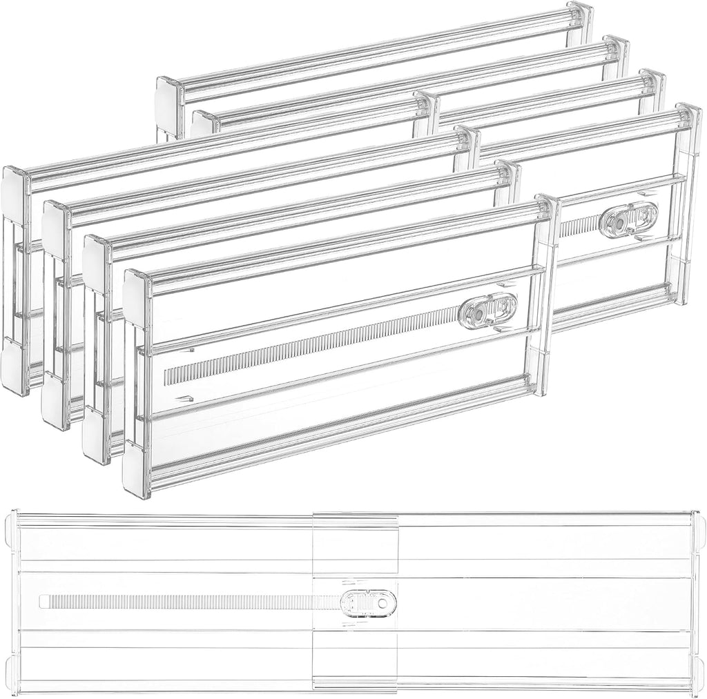 6" Tall Upgrade Drawer Dividers, 12.8"-22.3" Expandable, 8 Pack | Deep Drawer Organizer, Big Drawer Separator, Clear plastic Adjustable Storage Divider for Dresser, Baby Supplies, Kitchenware