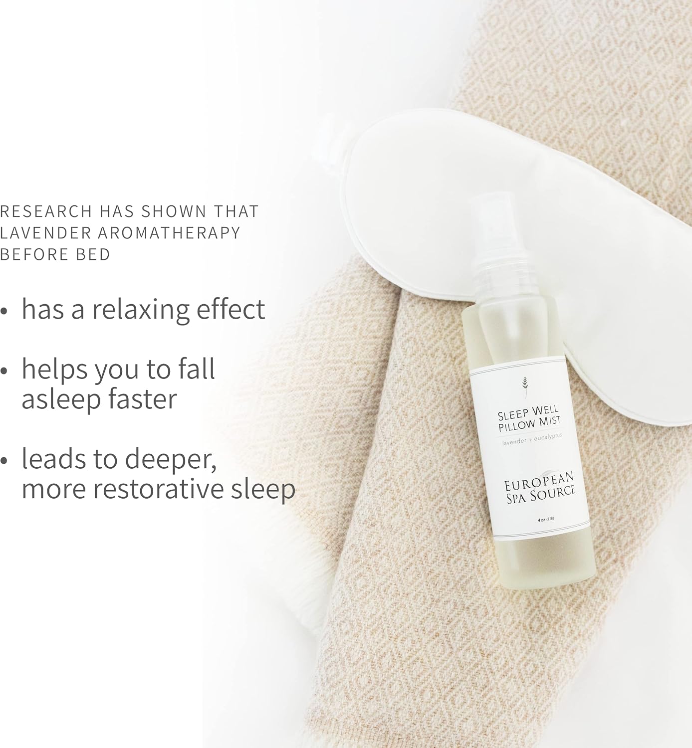 SleepWell Eucalyptus + Lavender Pillow Spray, 4 Fl Oz | Calming Bedtime Linen & Pillow Mist, Aromatherapy for Tension Relief, Promotes Relaxation & Sleep with French Lavender Scent - view 4