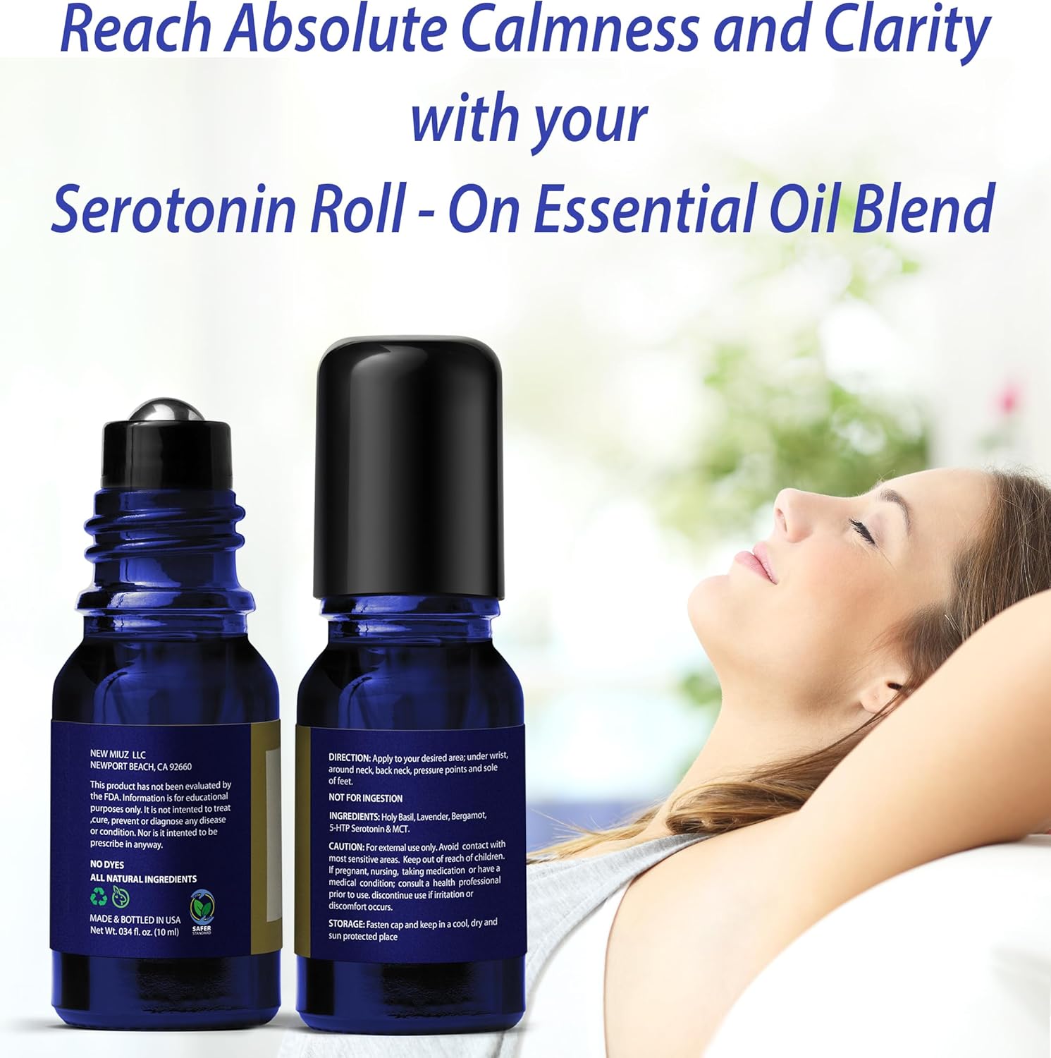 Calming Roll On Essential Oil Blend Anti Stress Roller Lavender Bergamot Holy Basil Destress Relief Gifts for Women Perfect Stocking Stuffers - view 6