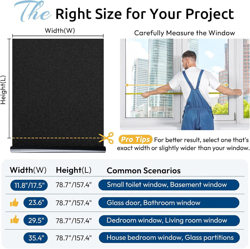 Blackout window film room darkening light blocking 17.5" x 78.7" | removable static cling without glue, tint & privacy film for window inside, day & night sleep for home garage bedroom house - view 6