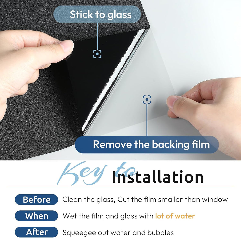 Blackout window film room darkening light blocking 17.5" x 78.7" | removable static cling without glue, tint & privacy film for window inside, day & night sleep for home garage bedroom house - view 5