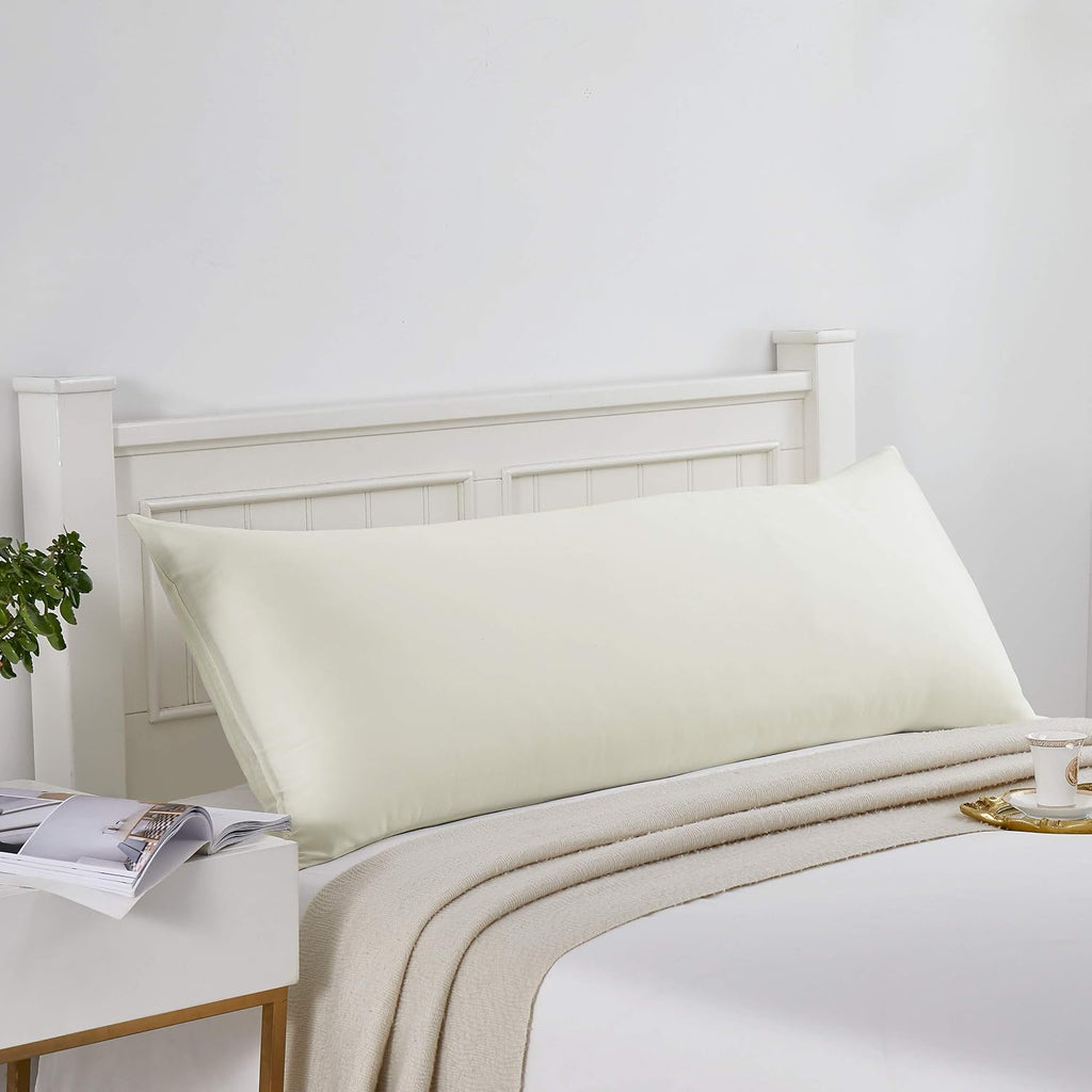 100% cotton body pillow case - 800 thread count/21x54, moisture absorbent and breathable, premium hotel body pillow cover for all seasons, Cream - view 6