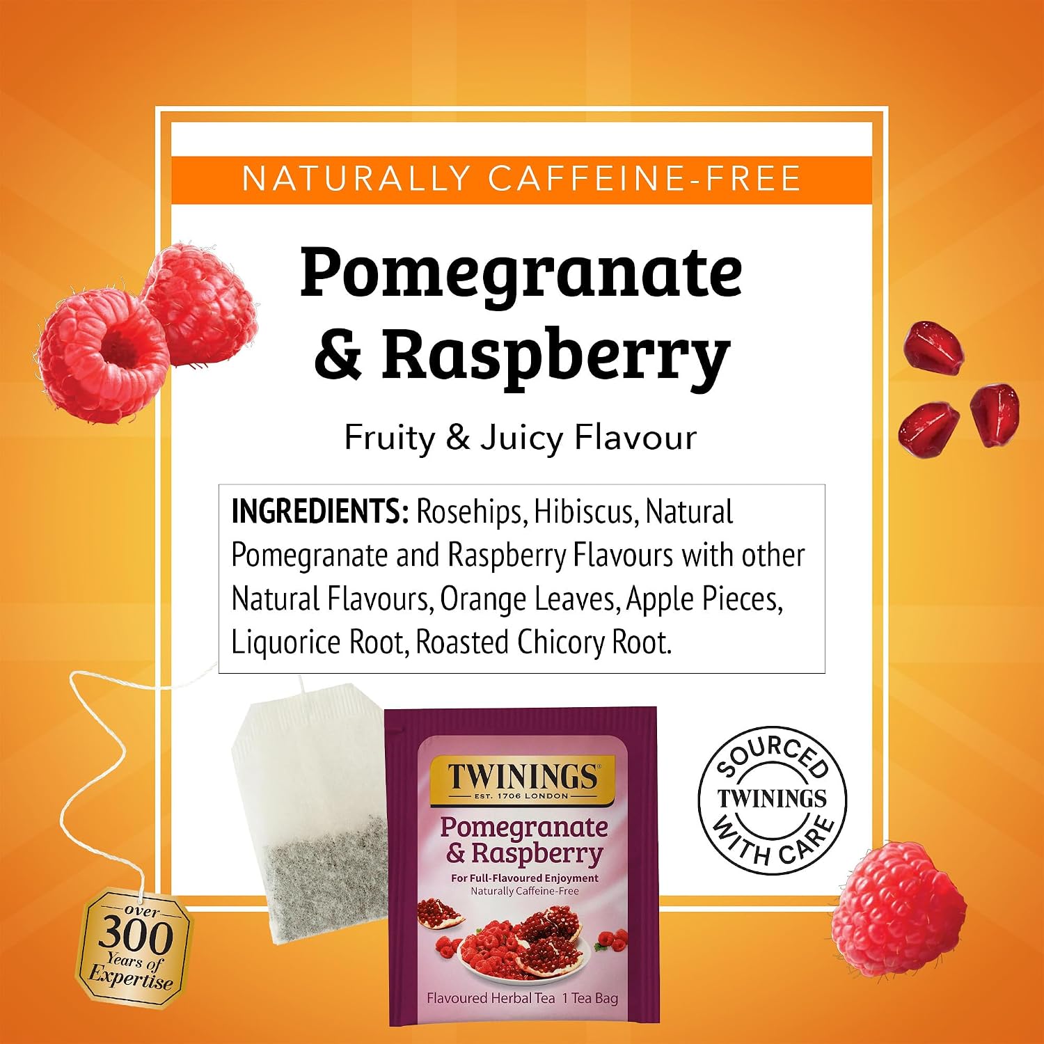 Pomegranate & Raspberry Herbal Tea Individually Wrapped Bags, 100 Count (Pack of 1), Naturally Caffeine-Free, Enjoy Hot or Iced, 100 Teabags | Fruity With Rosehips, Hibiscus, Naturally Caffeine-Free, 100 Foil Lined Individually Wrapped Bags, Hot or Iced, - view 4