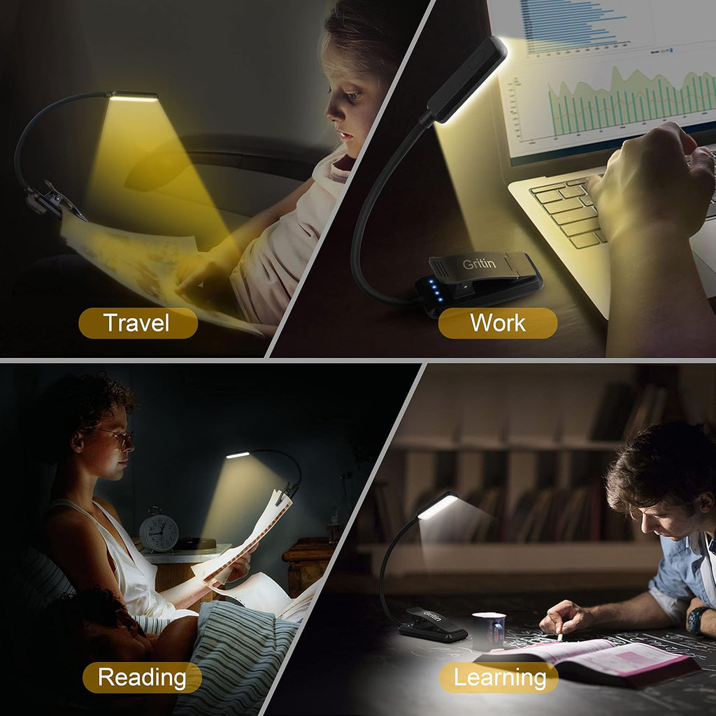 9 LED Rechargeable Book Light for Reading in Bed | Eye Caring 3 Color Temps,Stepless Dimming Brightness,80 Hrs Runtime Small Lightweight Clip On Book Reading Light for Studying - view 7