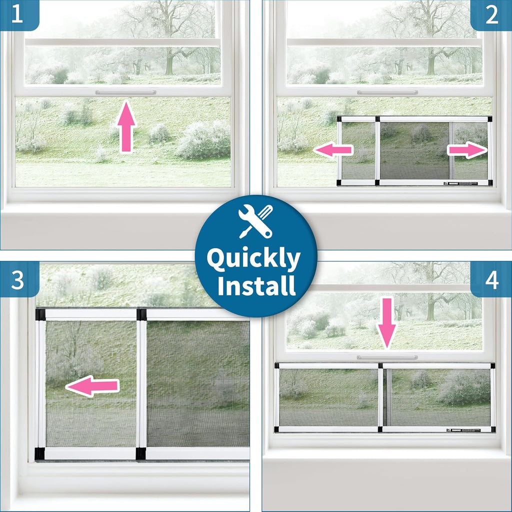 Expandable window screen, 2 pack adjustable window screen (18" h x 25" - 49" w), large replacement window screens with frame, durable replacement screen for window - view 8