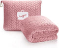 EverSnug Travel Blanket & Pillow 68x42 - Premium Ultra-Soft Microfleece 2 in 1 Compact & Packable Flight Blanket with Soft Bag Pillowcase, Hand Luggage Sleeve and Backpack Clip (Light Pink)