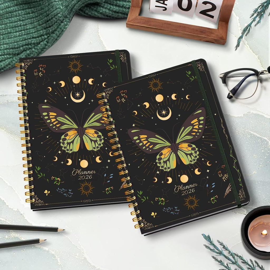 2026 Planner, A5 Weekly and Monthly Planners with Tabs, Spiral Bound Daily Calendar 2026 Planner, Agenda Organizers from Jan. to Dec., Hardcover Habit Tracker Journal 6.18" x 8.5"(Green Butterfly) - view 7