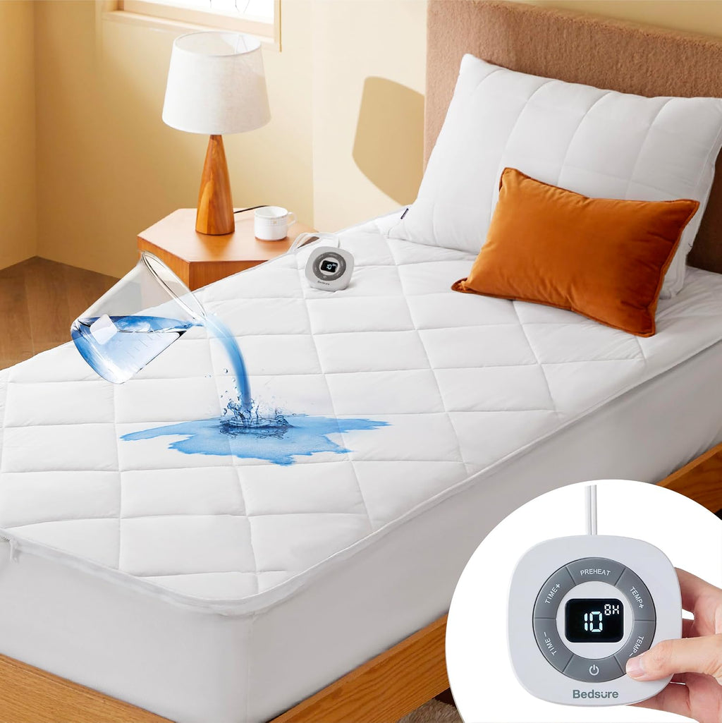 Bedsure Removable Heated Mattress Pad Twin, Electric Bed Warmer | Fast Heating, 74 Safety Tests, ETL&FCC Certified, 1-12 H Auto Off, 10 Heat Settings, 18" Deep Pocket, Single Control, 39"x75"