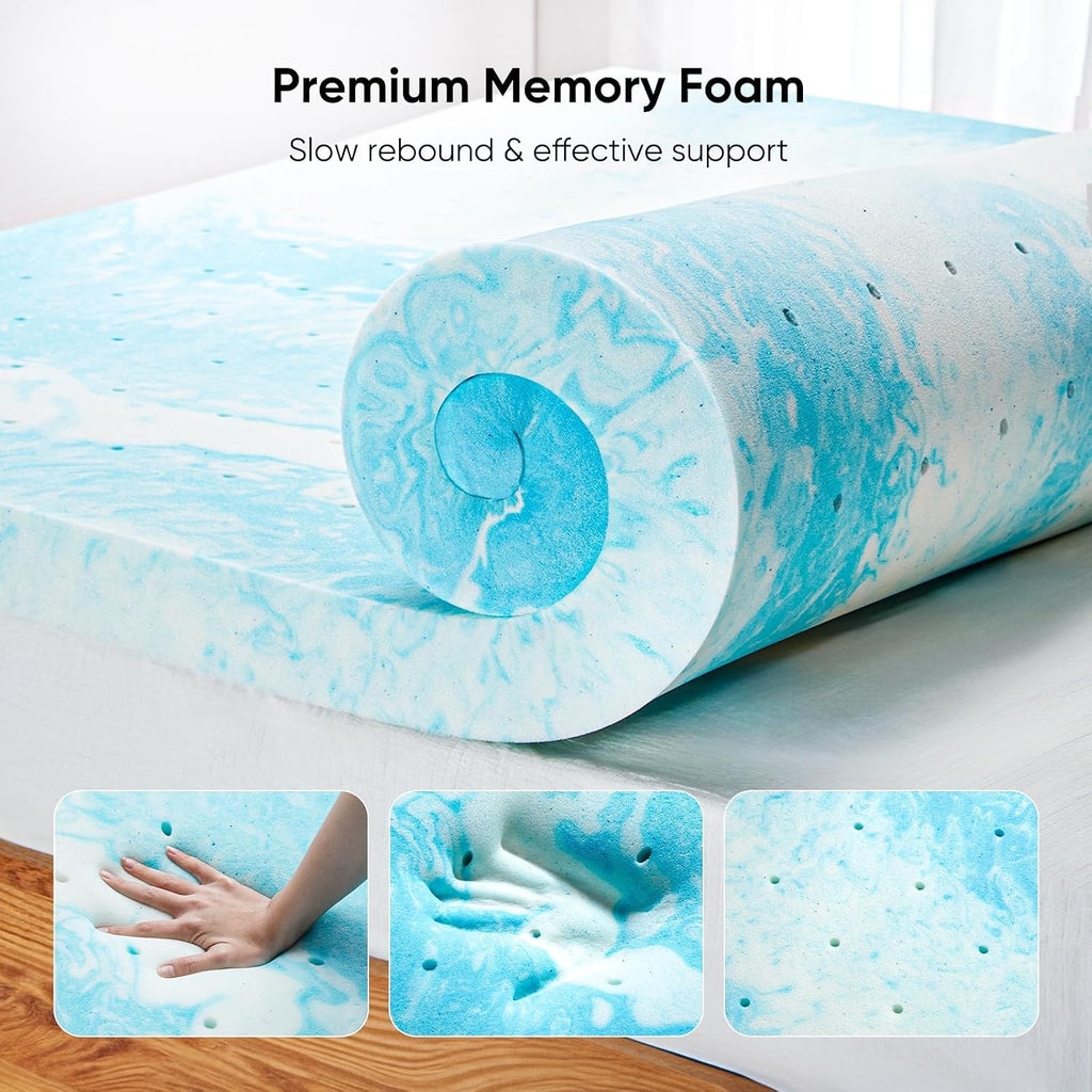 3-inch twin memory foam mattress topper, gel infused cooling, soft for sleeper sofa, RV, camper, CertiPUR-US certified - view 4