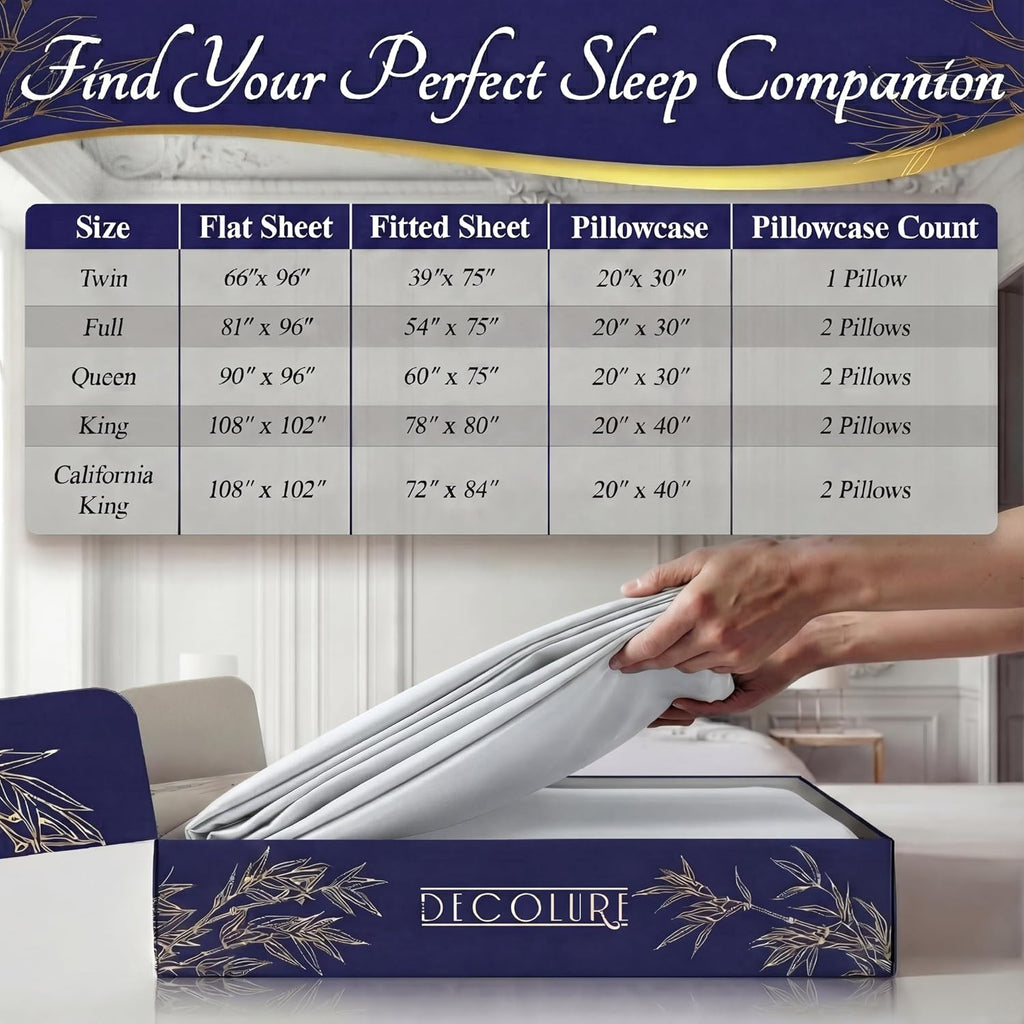 100% Viscose Derived from Bamboo Sheets King Size - Luxury 4 Pc Naturally Cooling Sheets, Ultra Soft Bed Set - Deep 17" Pockets, Durable Double Stitching, Oeko Tex Standard (White) - view 8