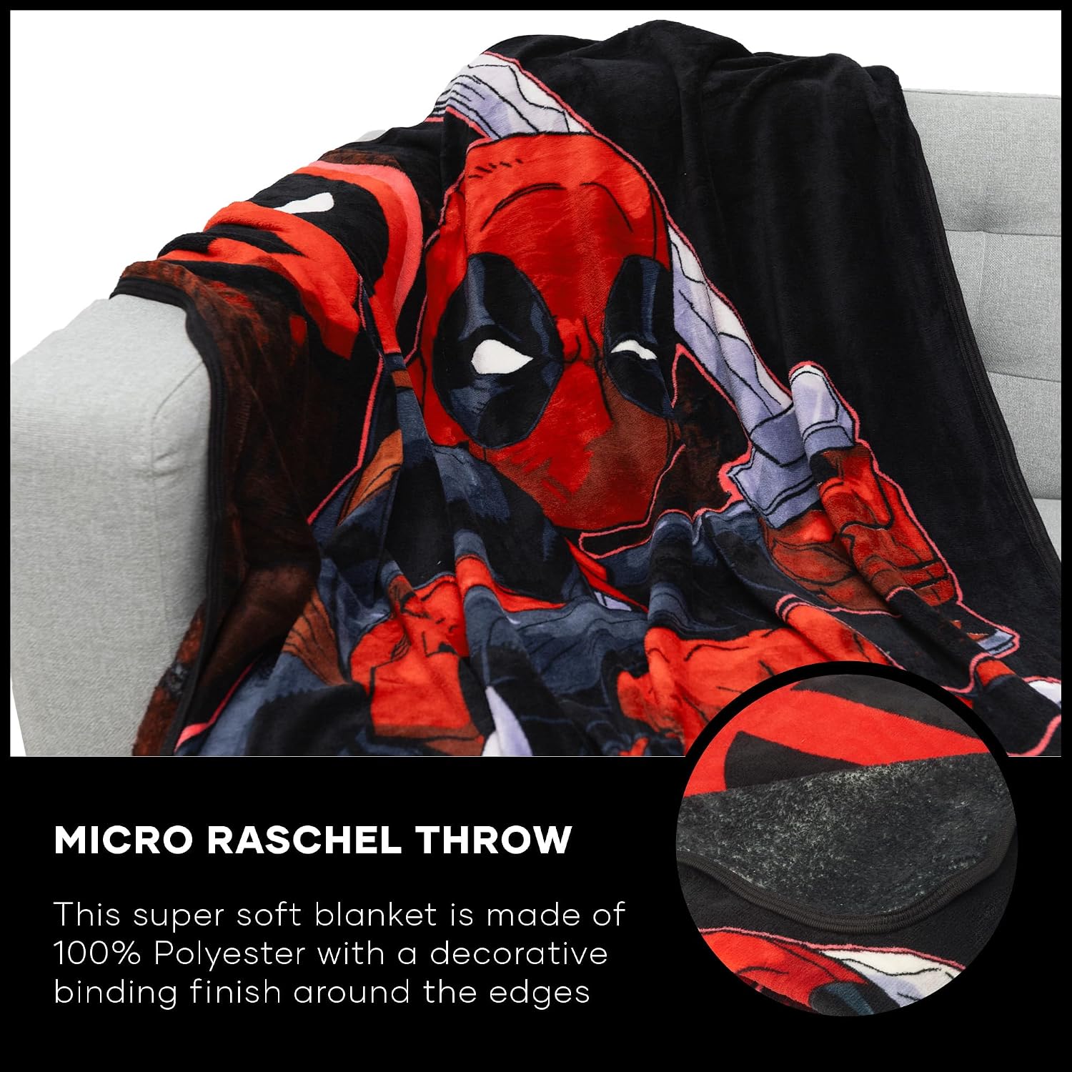 Micro raschel throw blanket, 46" x 60", swordsman - view 6