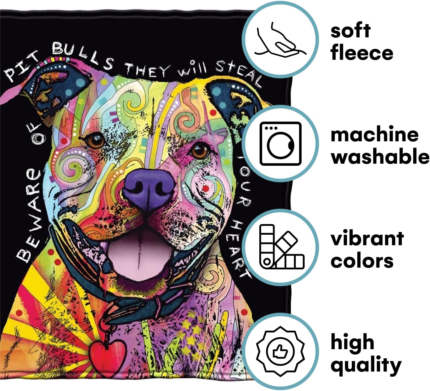 75x90-inch pit bull fleece blanket - pitbull throw blanket for adults and kids - soft and cozy for bed, couch, or travel - thoughtful gifts for women and dog lovers - view 5