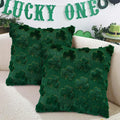 St Patricks Day Decorations Pillow Covers 18x18 inch Set of 2 Home Decor | Shamrock Shaped Pattern Faux Fur Soft Plush Home Decor St Patricks Pillow Case for Indoor Outdoor Sofa Bedroom Living Room