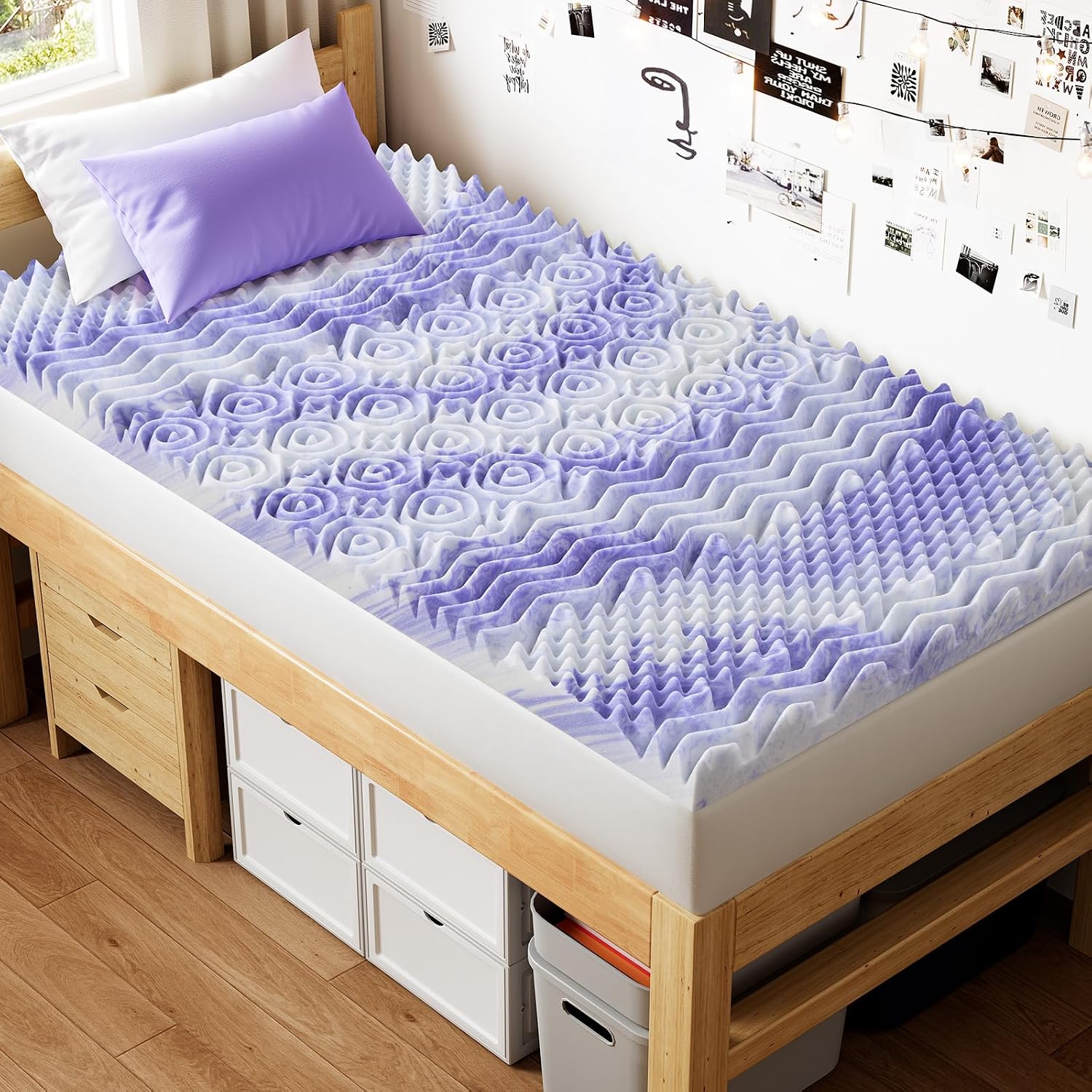 Twin XL mattress topper, 3 inch mattress topper twin XL 7-zone memory foam pressure relief soft mattress pad, made with CertiPUR-US certified foam, Oeko-Tex certified