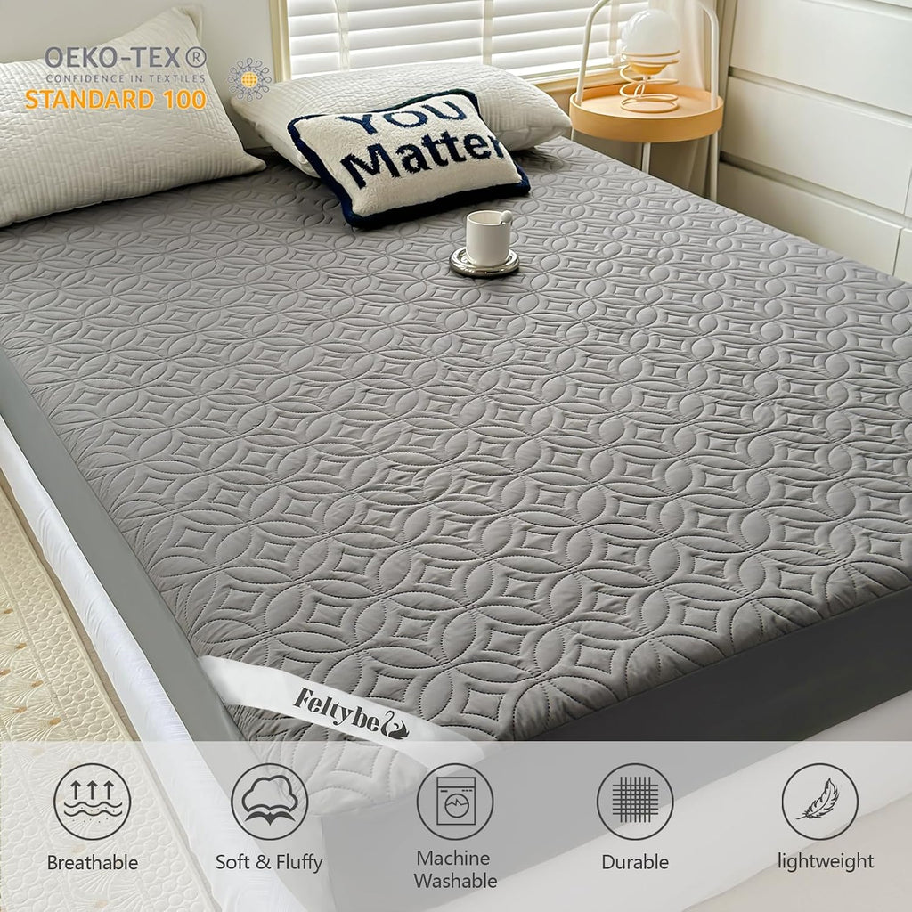 Full Size 54"x75" Waterproof Mattress Protector, Soft Bed Grey Mattress Cover Full, Breathable Mattress Pad Cover with Deep Pocket 6"- 15", Noiseless Washable - view 7