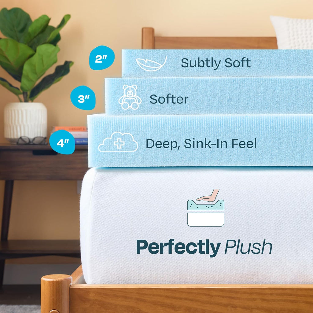 Memory foam mattress topper, full XL size - 3 inch gel infused memory foam - plush feel - cooling and pressure relieving - CertiPUR certified - view 4