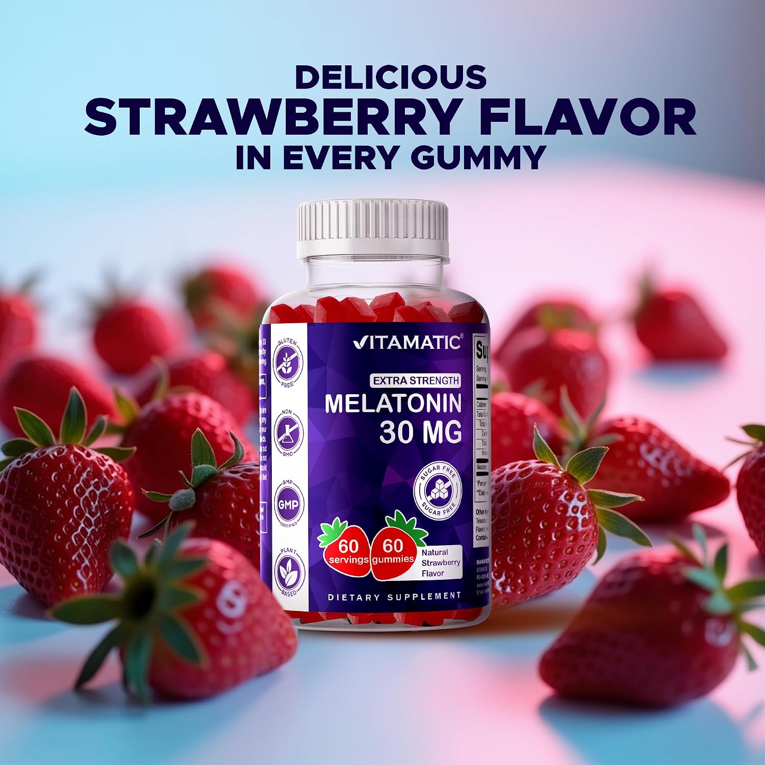 Sugar Free Melatonin 30mg per Gummy - 60 Servings - 60 Vegetarian Gummies - Non-Habit Forming Supplement (60 Count (Pack of 2)) - view 7