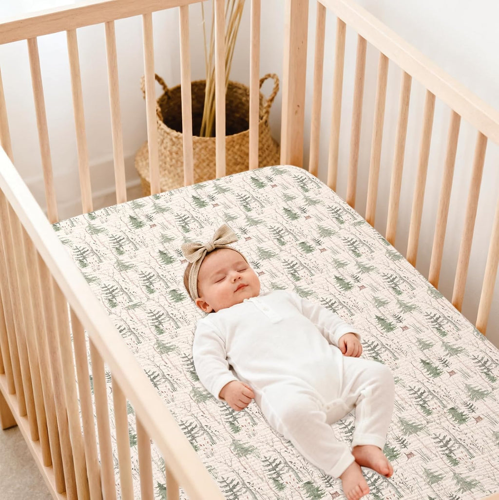 Baby Muslin Crib Sheets: Snug Fitted Sheet for Standard Crib | Boho Neutral Print for Baby Girls Nursery Bedding & Gift 2Pack - Soft & Breathable Cotton Gentle on Newborn Skin - view 3
