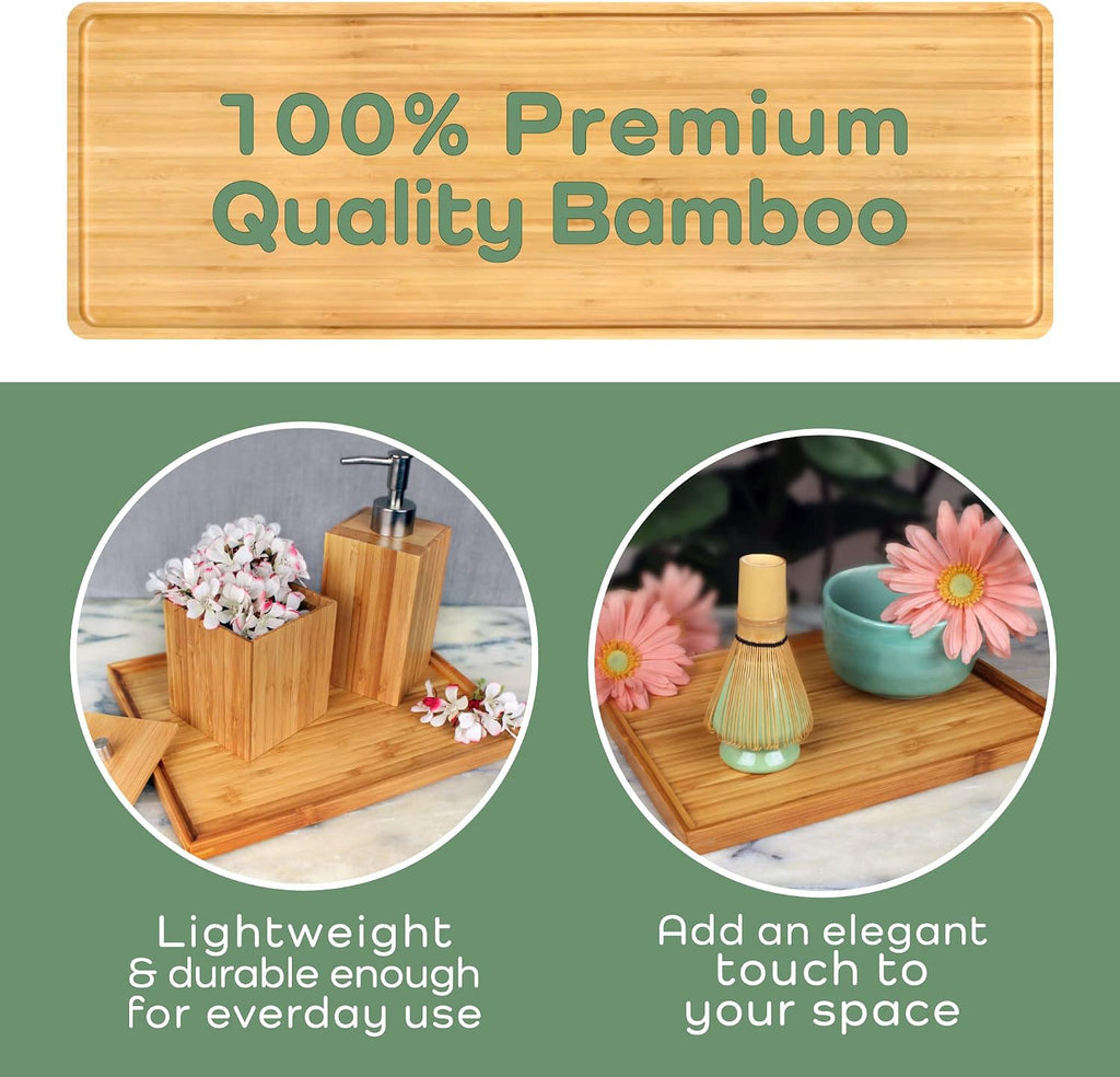 Organic Bamboo Serving Tray, Vanity, Tea Serving, Appetizers, Snacks, Charcuterie Board, 11"x8.9"x0.6" - 1 Tray - view 6