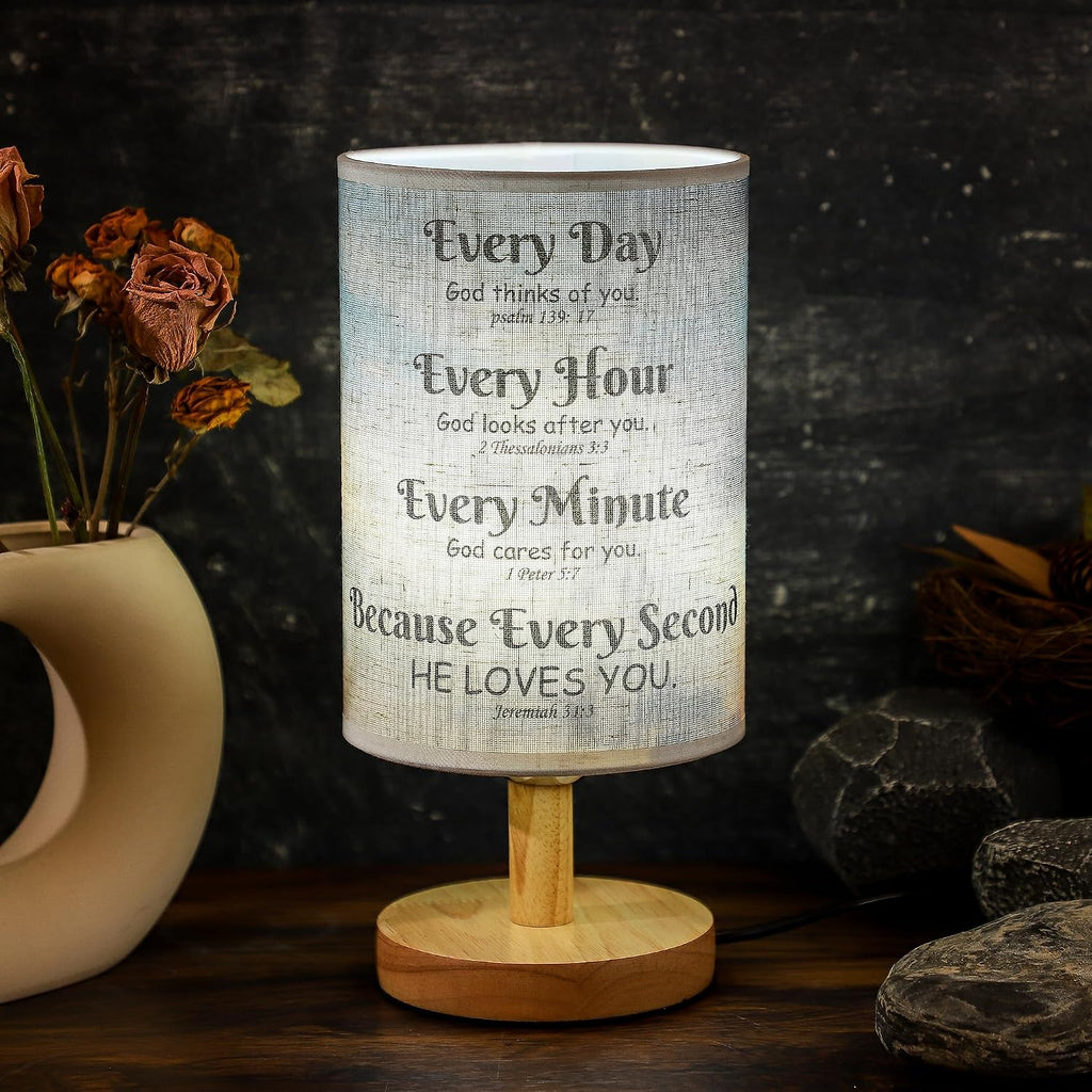 Bible Verse Table Lamp with Inspirational Thoughts and Valentines Day Christian Religious Baptism Gifts for Women Wife Mom Men Christmas Easter Gifts for Him Her - view 7