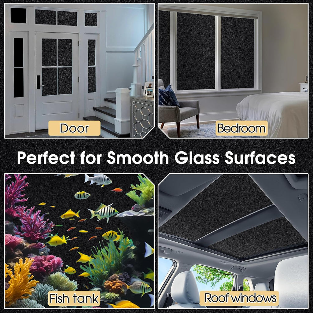 Blackout window privacy film, room darkening, 17.5" x 78.7" | 100% light blocking, no glue static cling removable, heat & UV blocking, renter friendly cover for daytime sleep bedroom - view 7