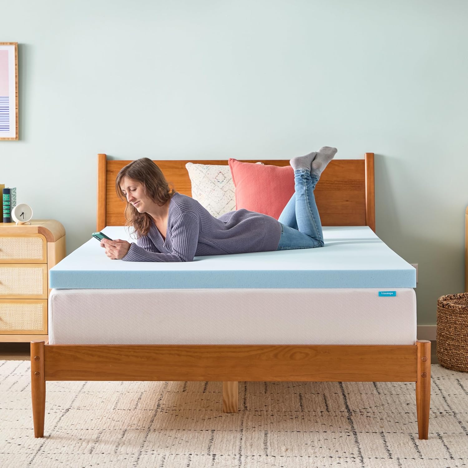 Memory foam mattress topper, full XL size - 3 inch gel infused memory foam - plush feel - cooling and pressure relieving - CertiPUR certified - view 7