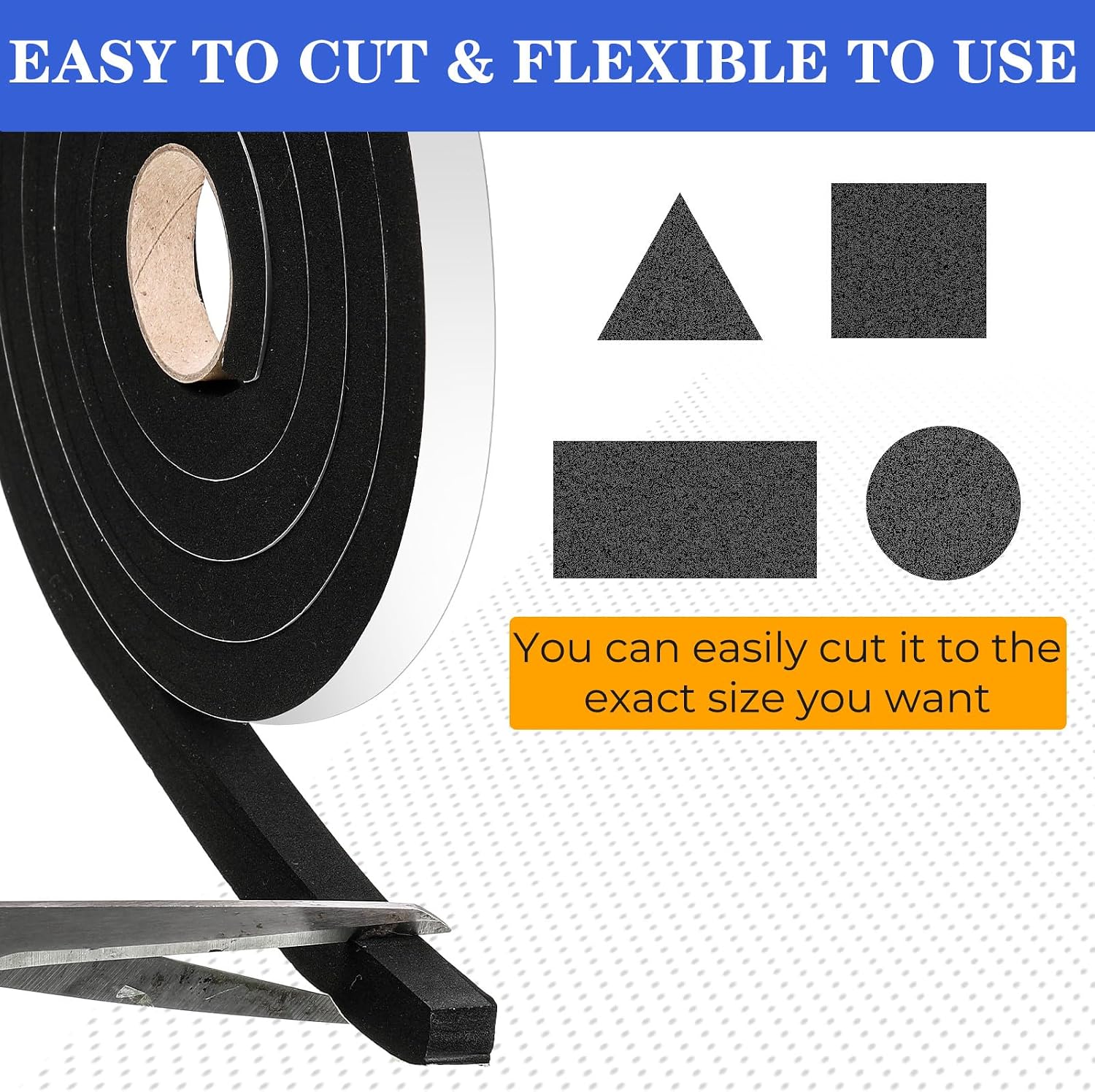 39ft Adhesive Foam Weather Stripping, 1/2 Inch W x 1/2 Inch T, Air Conditioner Window Seal Insulation Foam Tape High Resilience for Doors, Window, Automotive Sound Isolation Soundproofing - view 4