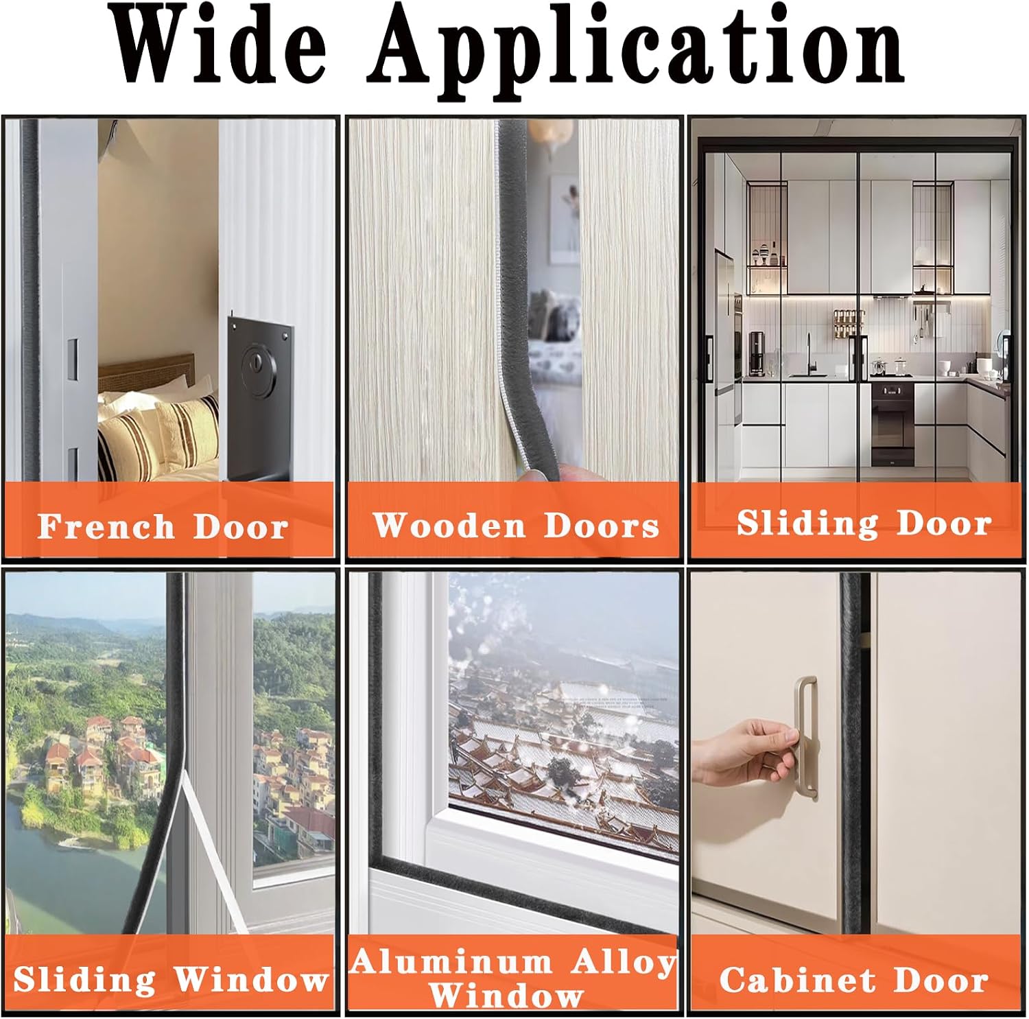 40FT Self-Adhesive Weather Stripping for Doors and Windows, Insulation Soundproofing Door Draft Stopper Gap Filler for Sliding, Front, Exterior, Frames(0.35'' Wide X 0.35'' Thick) - view 7