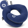 Travel neck pillow for airplane – patented double support for head, neck, and chin. Best for long flights, plane sleeping, and car rides. Adjustable size. Fully washable. Carry bag. Large, navy