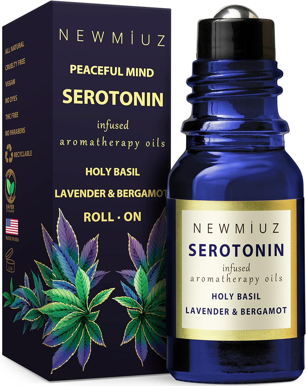 Calming Roll On Essential Oil Blend Anti Stress Roller Lavender Bergamot Holy Basil Destress Relief Gifts for Women Perfect Stocking Stuffers