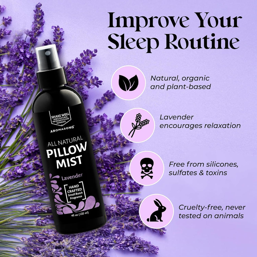 Lavender Spray for Sleep Pillow | 2-Pack | All Natural Calming Linen & Bedtime Sleep Mist for Deep Sleep - Pillow Spray for Sleeping Aromatherapy with Botanical Essential Oils for Relaxing - view 2