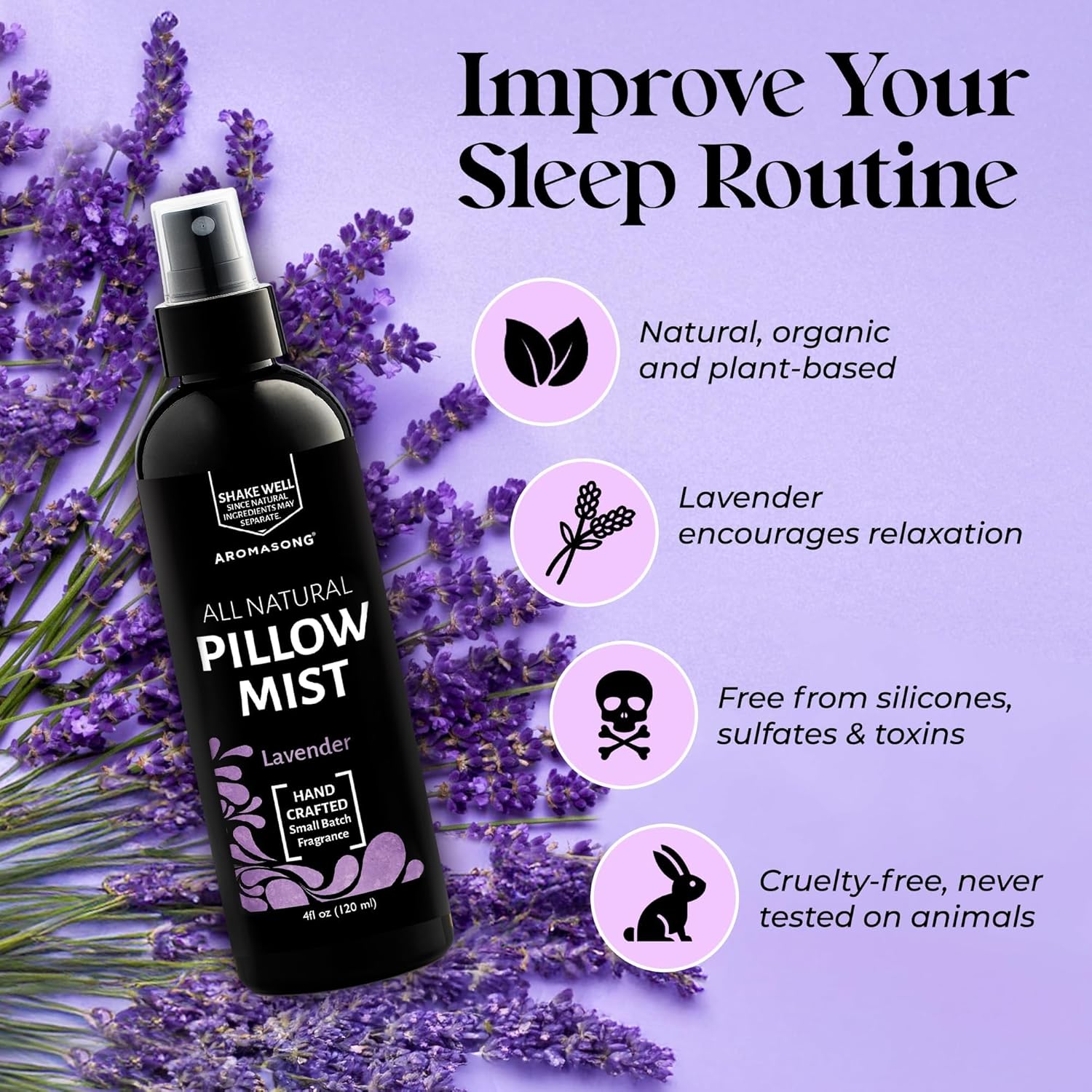 Lavender Spray for Sleep Pillow | 2-Pack | All Natural Calming Linen & Bedtime Sleep Mist for Deep Sleep - Pillow Spray for Sleeping Aromatherapy with Botanical Essential Oils for Relaxing - view 2