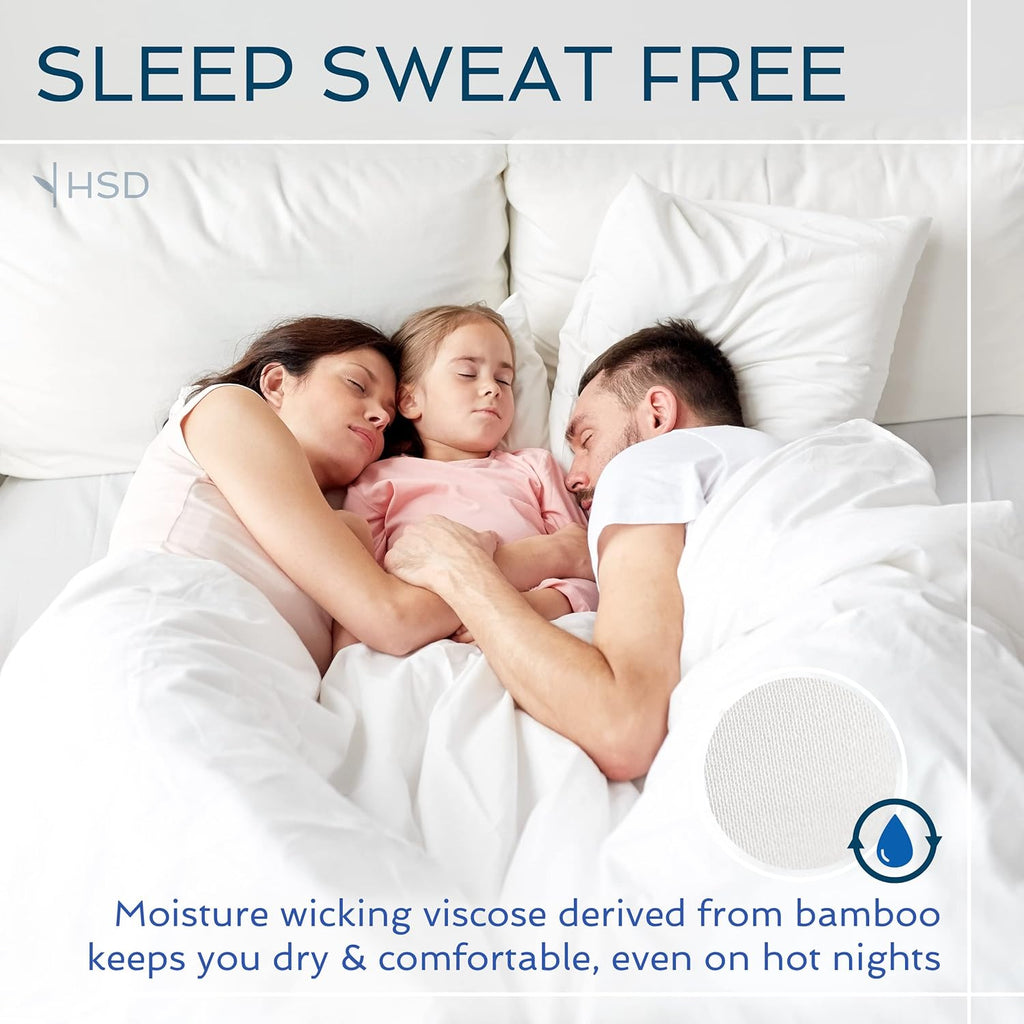 4 piece bed sheet set queen size, 100% viscose derived from bamboo sheets set with 2 pillowcases, cooling & breathable luxury bedding, moisture-wicking & silky soft texture, white - view 5