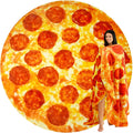 Pepperoni pizza blanket - novelty throw adult and kids - premium soft flannel round pepperoni cover for indoors, outdoors, travel, home 285 GSM - 71 inches