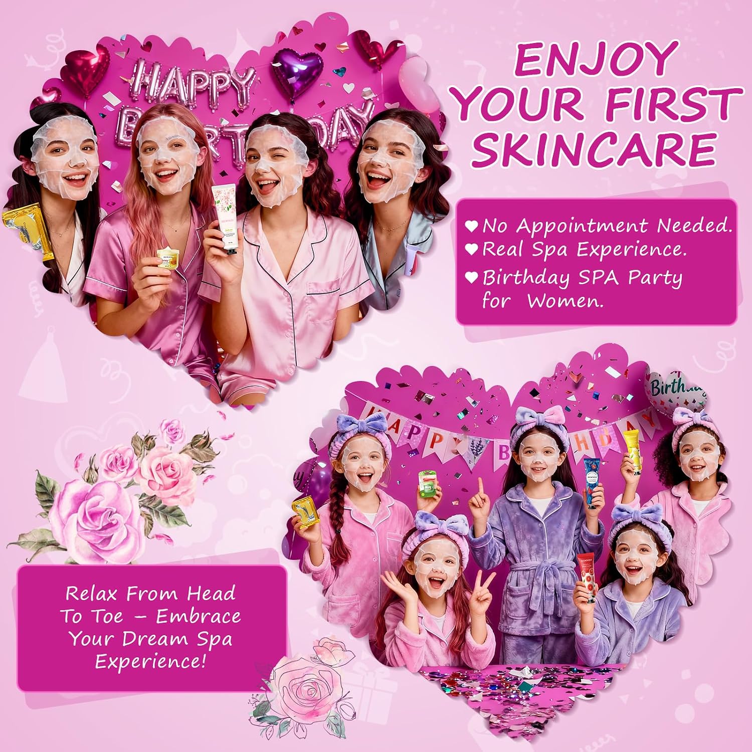 28pcs spa birthday party supplies, 4 set spa party favors kit with facial masks eye patches hand cream lip balm foot bath bombs, ideal gift for sleepovers & birthdays, safe for all skin types - view 3