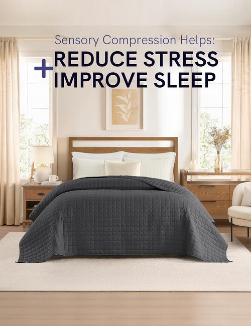 10lbs Weighted Blanket for Adults, Heavy Bed Throw Blanket with Cooling Glass Beads for All Season Use, Ideal for ~90lbs (48x72 Inches, Twin/Full, Dark Grey) - view 2