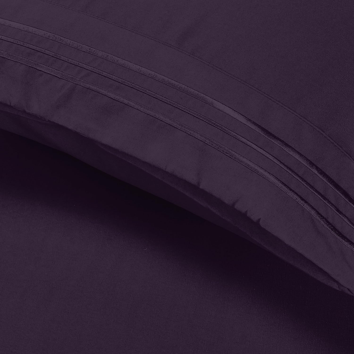 Luxury ultra-soft 2-piece pillowcase set - 1500 premium hotel quality microfiber double brushed - wrinkle resistant, king size, purple - view 4
