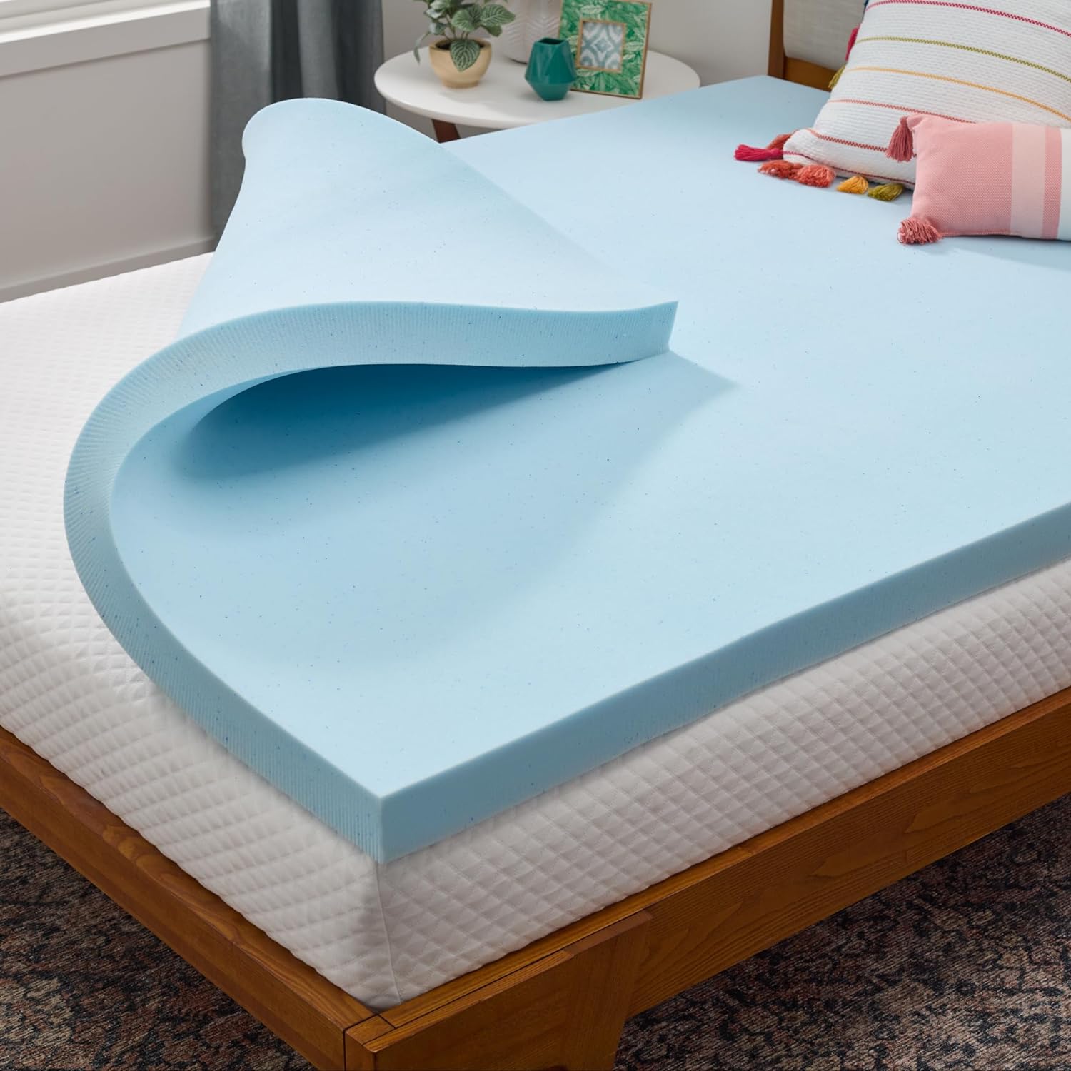 Memory foam mattress topper, full XL size - 3 inch gel infused memory foam - plush feel - cooling and pressure relieving - CertiPUR certified