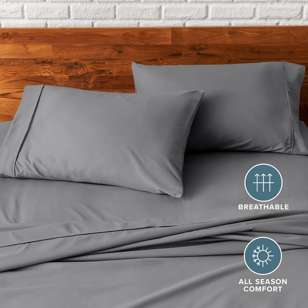 Microfiber pillow cases - Standard/Queen size set of 2 cooling pillow cases double brushed grey pack easy care (Standard pillow case 2, Grey) - view 5