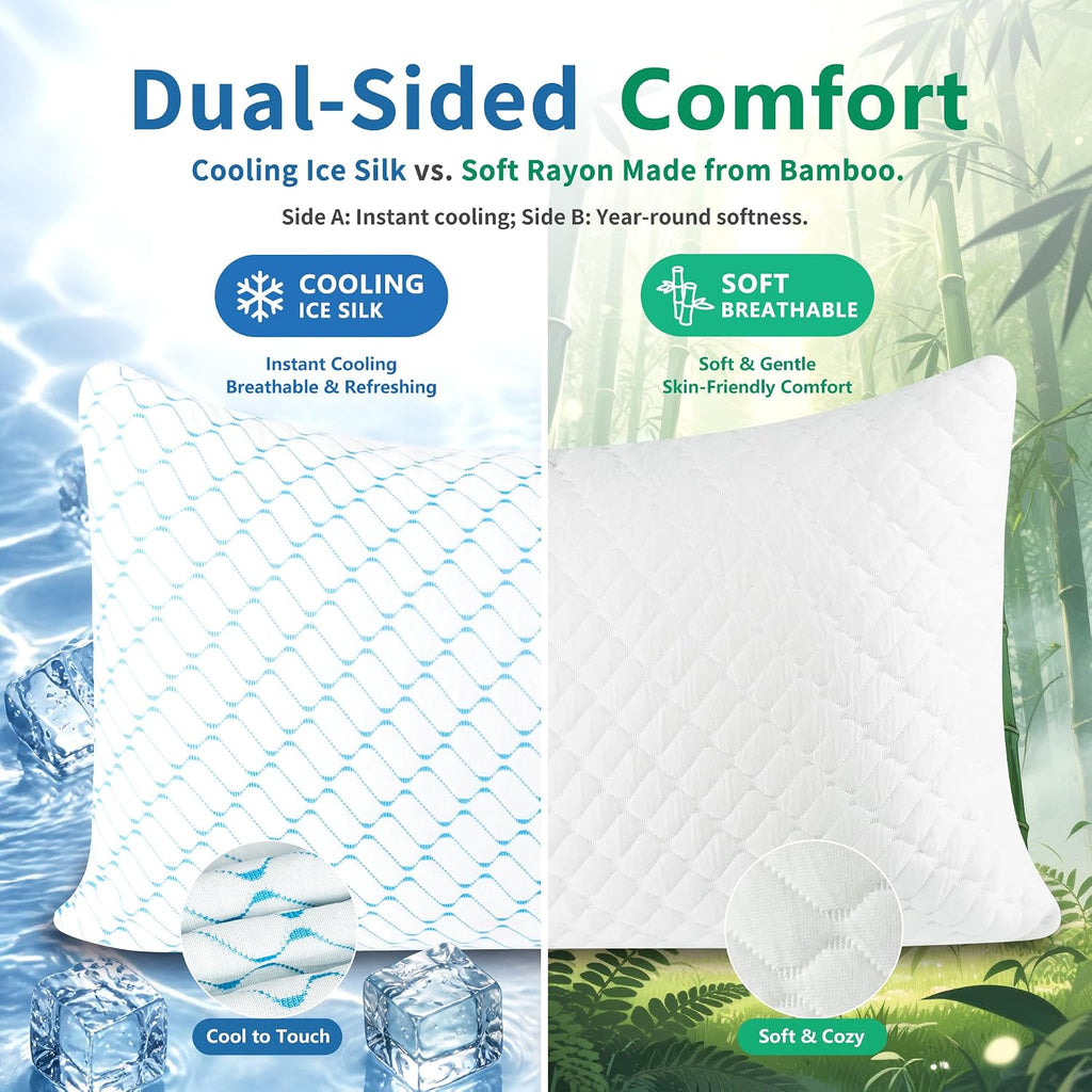 Memory foam pillows queen size set of 2, cooling pillow for side sleepers, adjustable firm pillow, breathable washable removable covers, for hot, side, back, stomach sleeper, relieve shoulder neck pain - view 5
