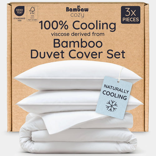 100% Viscose Derived from Bamboo Duvet Cover King Size – 3 Piece Cooling Duvet Cover Set, Super Soft & Breathable, Luxury Bedding, No Comforter (Olive) - view 2