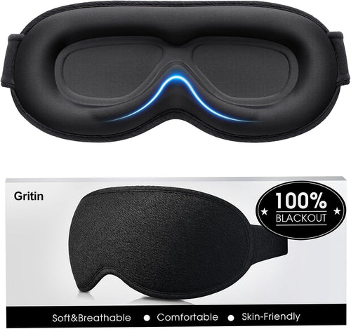 100% Blackout Sleep Eye Mask for Women Men, Zero Pressure Sleep Mask | Ergonomic Design 3D Cutout Eye Movement and Eyelash Friendly Night Blindfold, Ultra Soft Comfortable for Sleeping