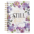 Spiral journal: be still and know - Psalm 46:10 | women gifts, hardcover notebook, wide ruled notebook, christian journal, 192 lined pages, floral, purple (8.4" x 6.4" x 1")