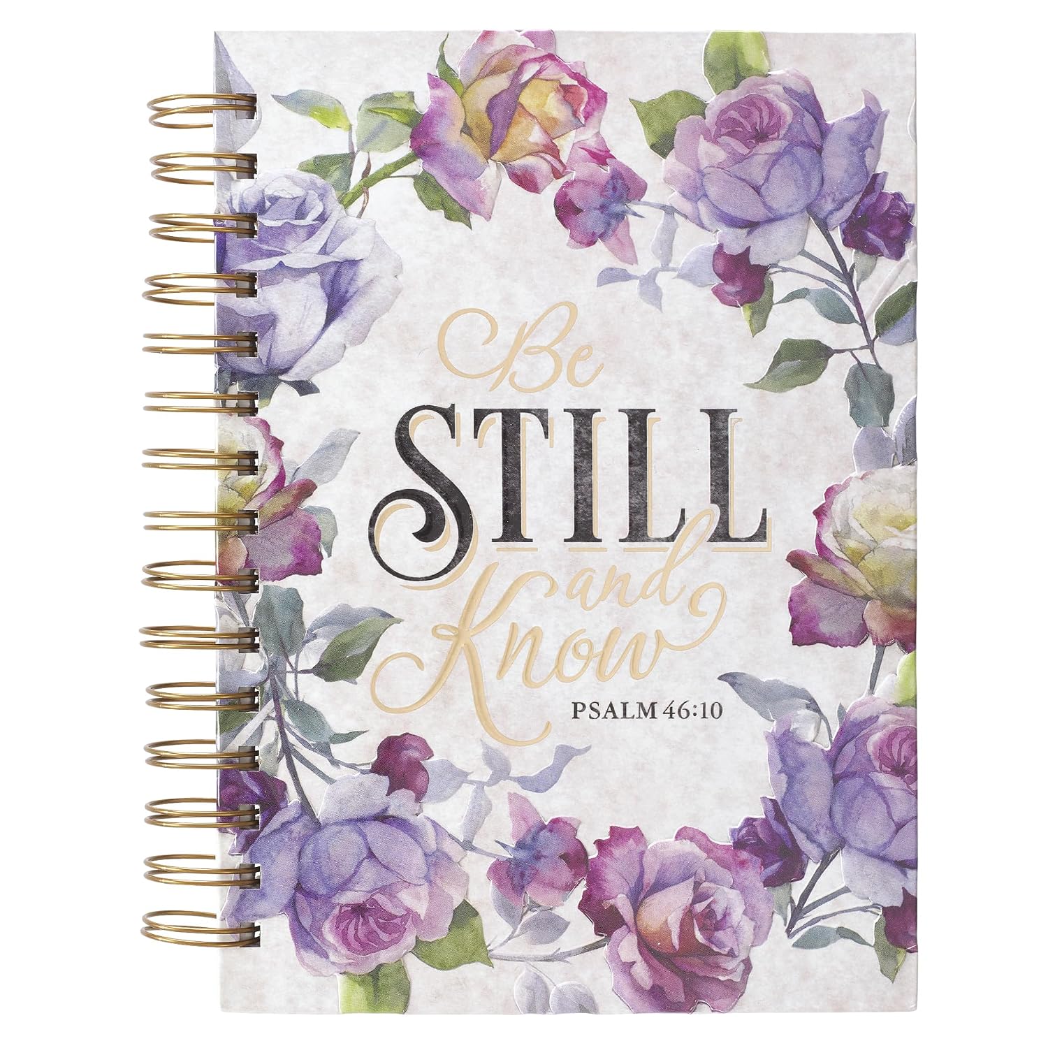 Spiral journal: be still and know - Psalm 46:10 | women gifts, hardcover notebook, wide ruled notebook, christian journal, 192 lined pages, floral, purple (8.4" x 6.4" x 1")