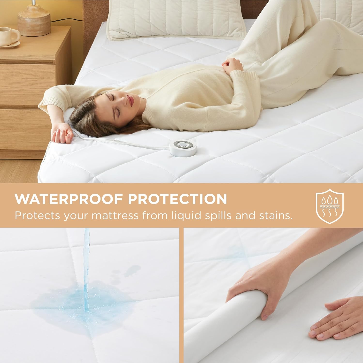 Bedsure Removable Heated Mattress Pad Twin, Electric Bed Warmer | Fast Heating, 74 Safety Tests, ETL&FCC Certified, 1-12 H Auto Off, 10 Heat Settings, 18" Deep Pocket, Single Control, 39"x75" - view 3