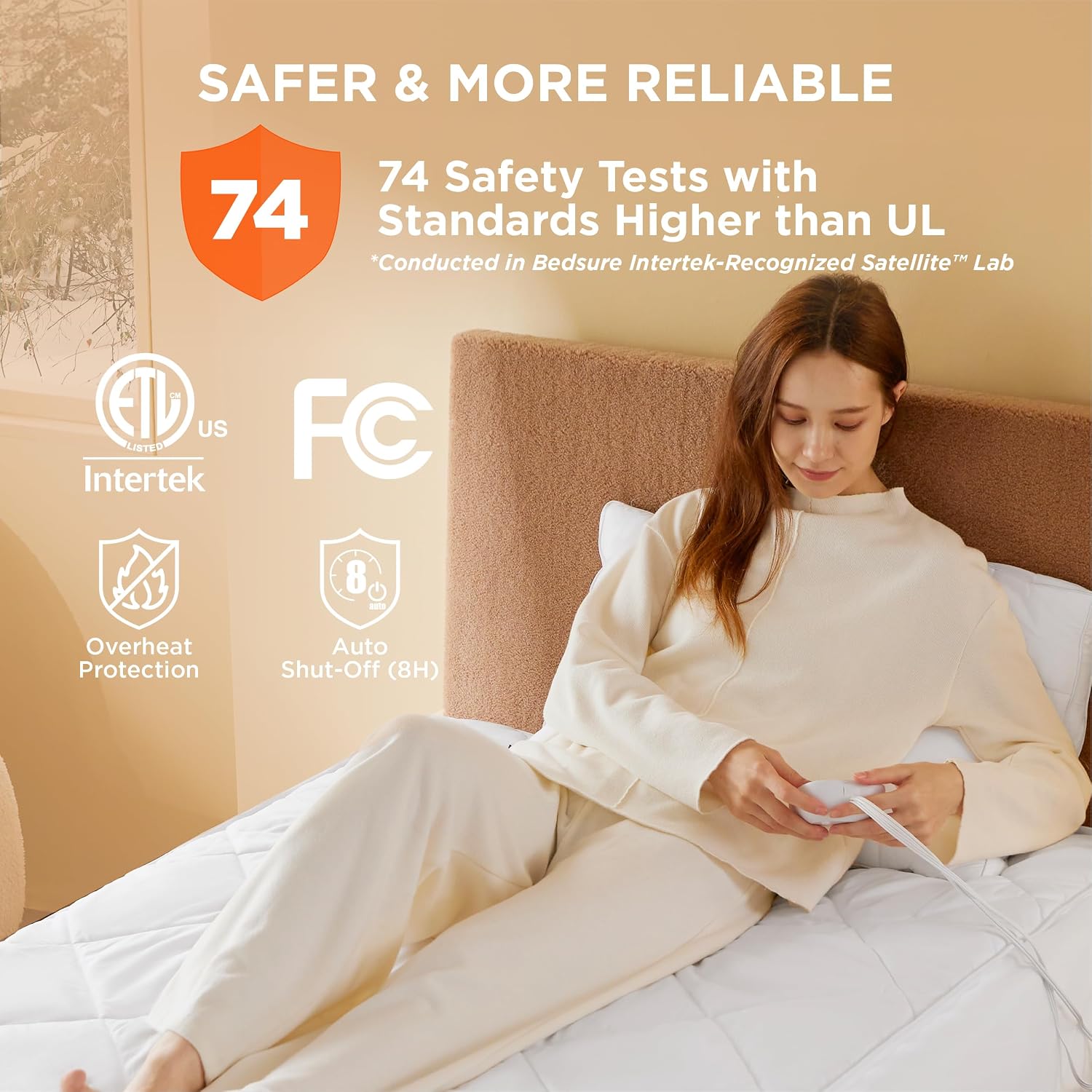 Bedsure Removable Heated Mattress Pad Twin, Electric Bed Warmer | Fast Heating, 74 Safety Tests, ETL&FCC Certified, 1-12 H Auto Off, 10 Heat Settings, 18" Deep Pocket, Single Control, 39"x75" - view 6