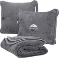 Premium Soft Travel Blanket Pillow 2-in-1 Airplane Warm - Gray | 2 in 1 Airplane Blanket Pillow, Hand Luggage Strap & Backpack Clip, Lightweight & Compact, Must Have Essential Travel Gifts