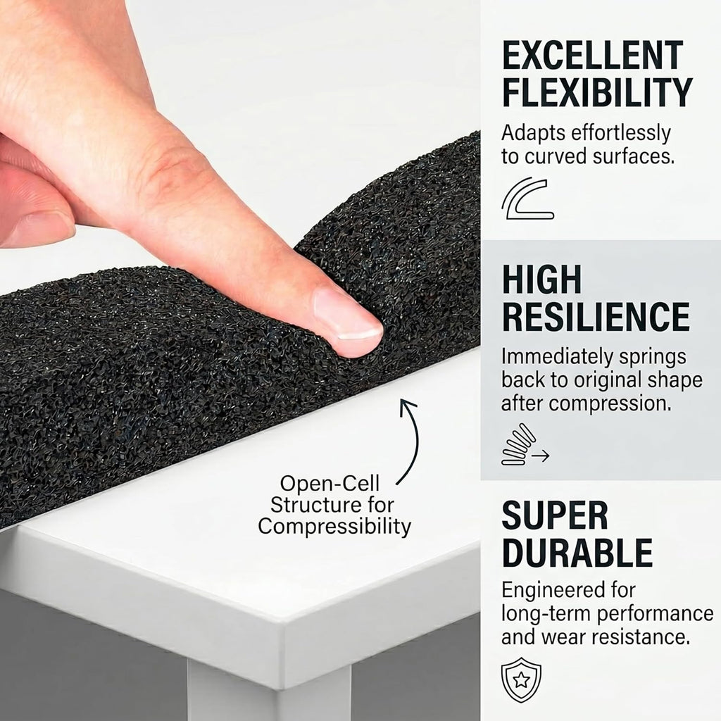 AC Window Seal Foam Tape, 1" x 1" Thick Foam Weather Strip, Black | High Resilience Foam Tape Seals Large Gaps Around Ac Windows and Doors, 6.5ft x 2 Rolls, Strong Adhesive, Install in Minutes - view 3