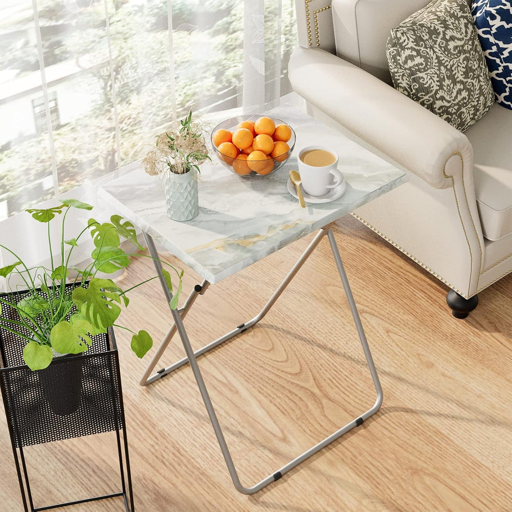 Portable folding TV tray dinner snack trays table with light weight, 15 x 18.9 x 26 in (smoky grey, 1pc) - view 2
